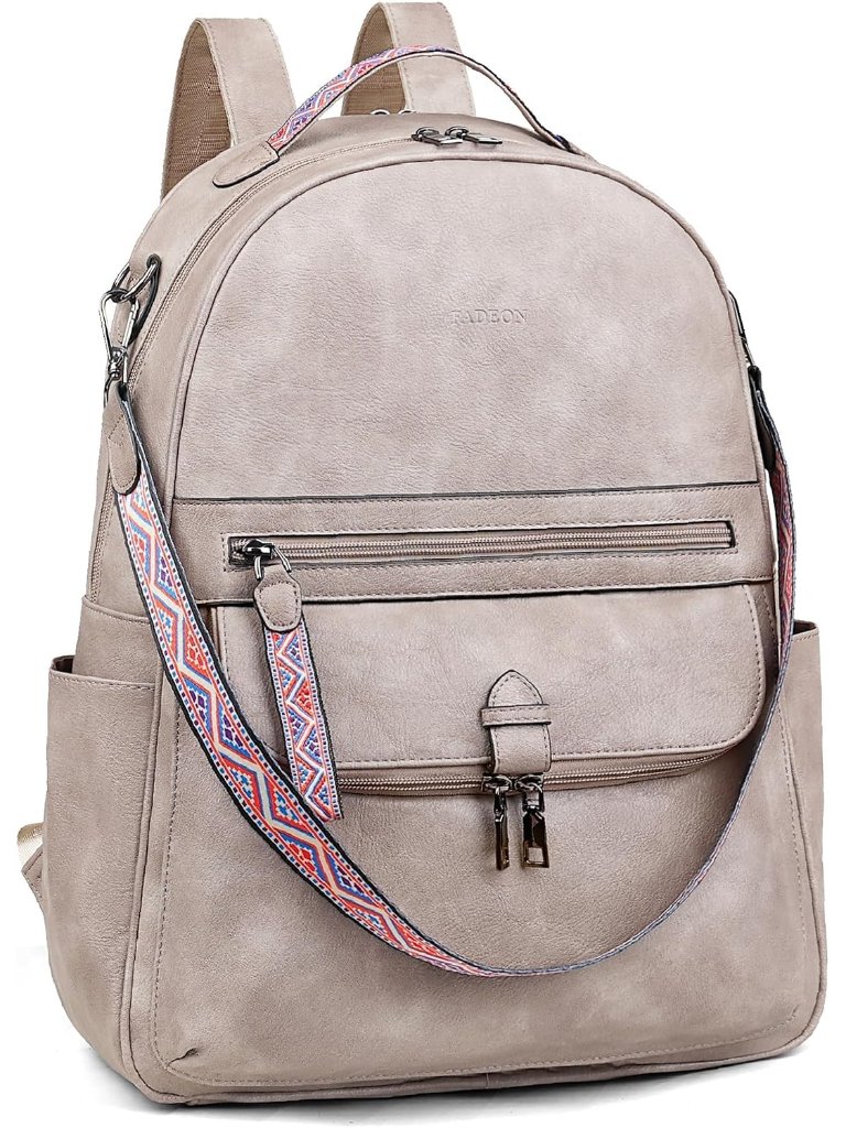 15.6 Inch Leather Laptop Backpack Purse For Women, Designer Travel Pu Backpack W